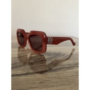 Loewe Lw400351 Anagram Square Pink Clear Frame Sunglasses